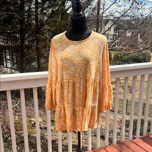 New Directions Soft Heathered Yellow Tiered Tunic Top size XL
